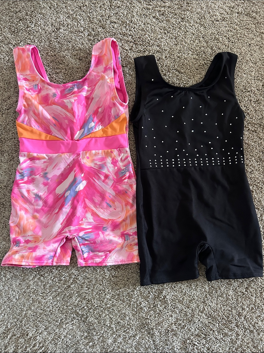 Cat & Jack Pink Swirl and Black Rhinestone Girls One-Piece Bodysuits